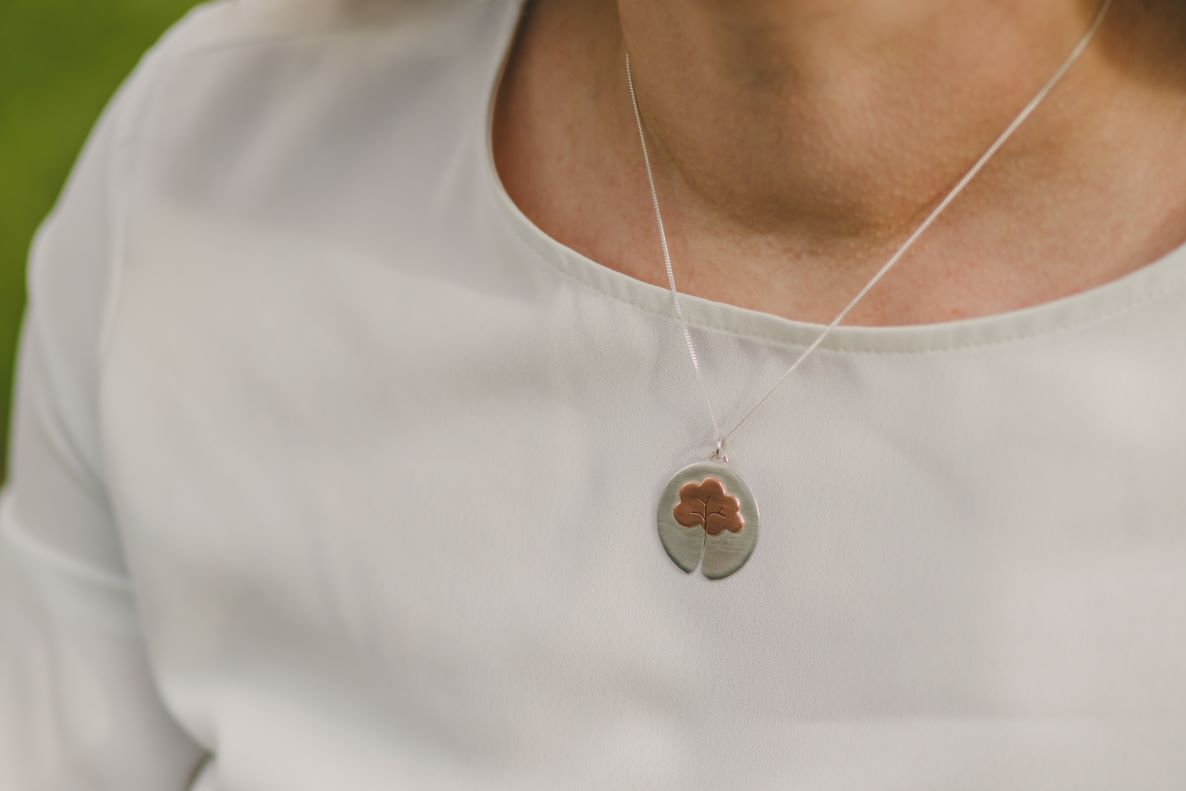 Silver and Copper Tree Design Pendant