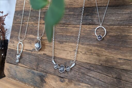sterling silver floral inspired necklaces