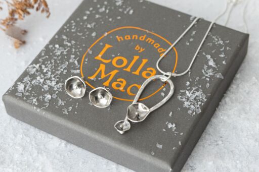 sterling silver floral pendant and earrings gift set for Christmas